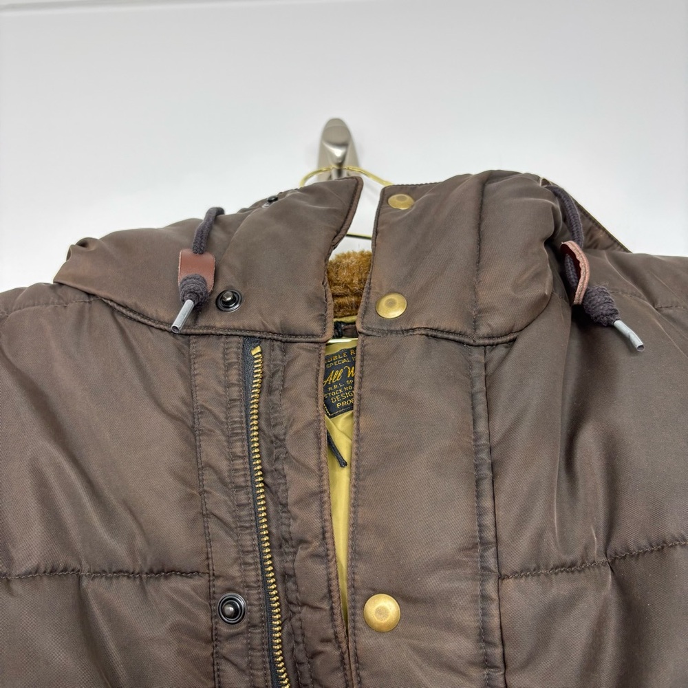 RRL by Ralph Lauren Coated Twill Parka Vintage Black Fleece Hood Size L New - Picture 11 of 16